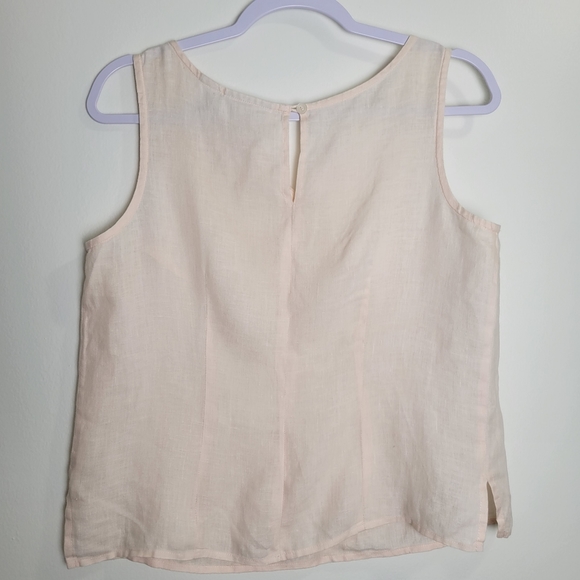 Liz Claiborne Minimalist Light Peach Linen Tank Top Blouse S - Picture 2 of 6